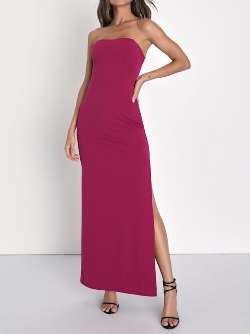 Lulus Always Eye-catching Magenta Strapless Knotted Maxi Dress Pink - Size S